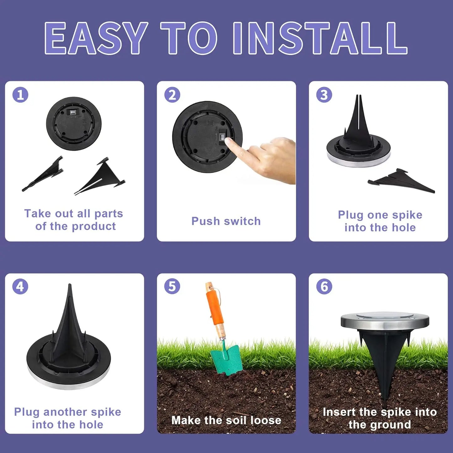 4 or 8pc Solar Lights, 8 LED Solar Landscape Lighting for Garden, Yard, Pathway (Cool/Warm White)