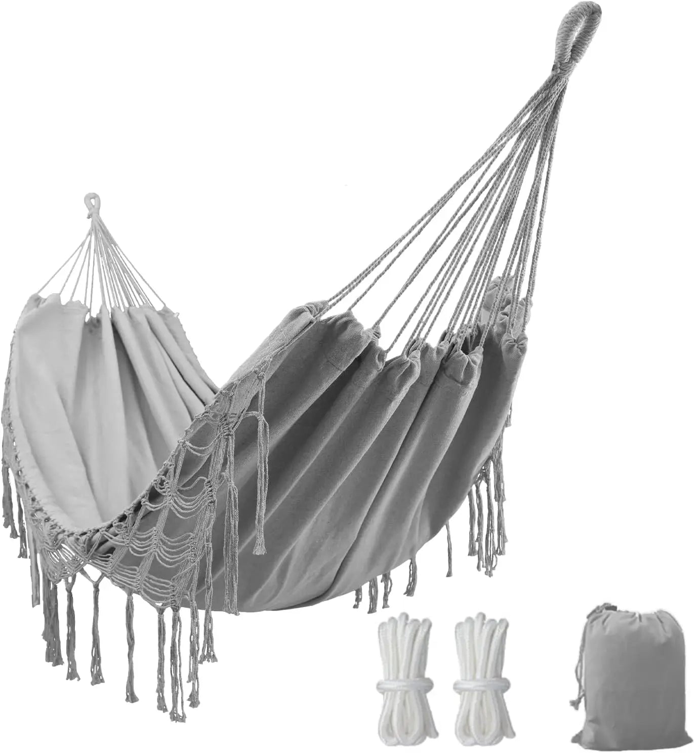 Macrame Hammock, Tie Ropes and Drawstring Bag Included