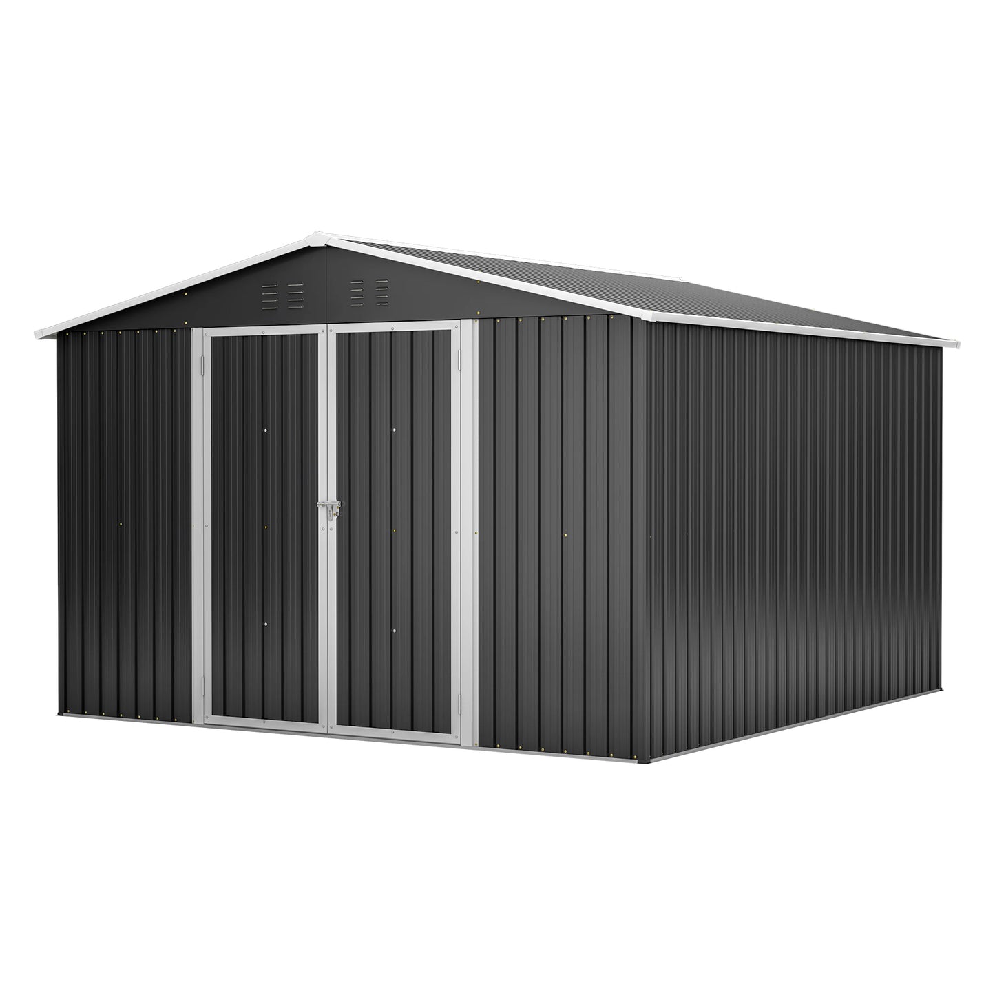 Outdoor Metal Storage Shed 10x10 FT with Lockable Doors