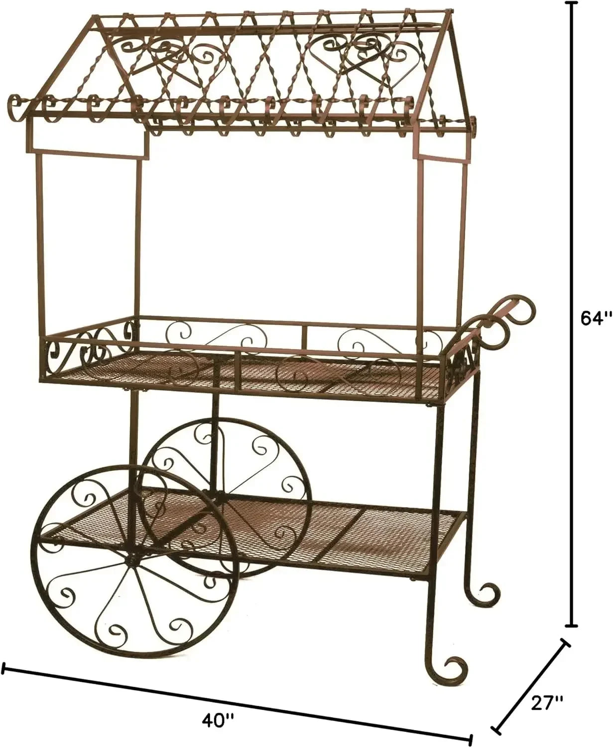 Large Steel Flower Cart with Working Wheels