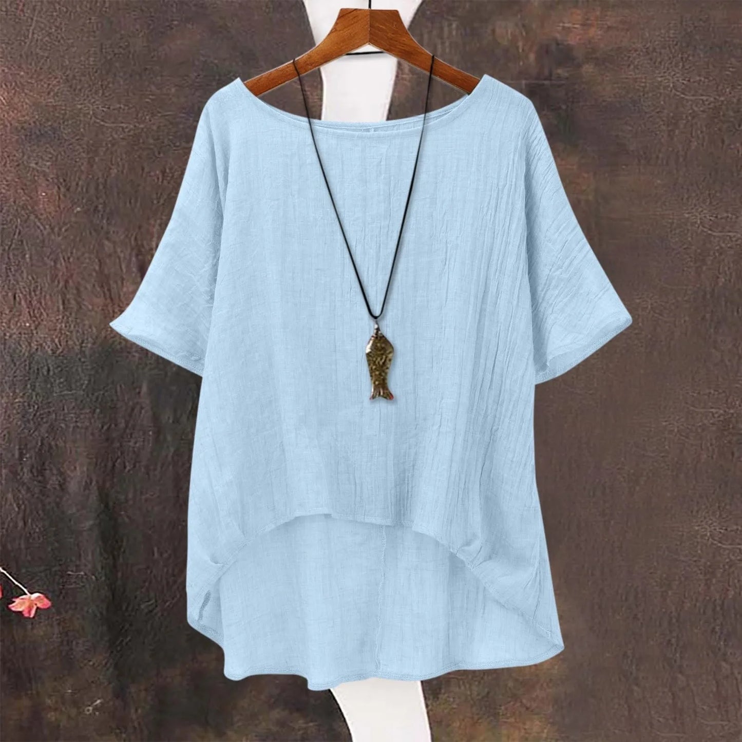 Ladies Summer Cool, Casual, Loose, Linen Top
