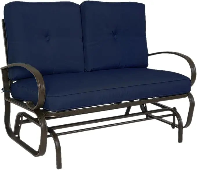 Glider Bench - Outdoor Rocking Loveseat with Sturdy Frame and Cushioned Seats