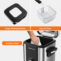 Load image into Gallery viewer, Electric Deep Fryer, 1.5 L/1.6 QT with Basket for Home Use, Cool Touch Sides Easy to Clean, Nonstick Basket