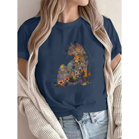 Load image into Gallery viewer, Flowers &amp; Cats Women's Loose Cotton Short Sleeve T-Shirt
