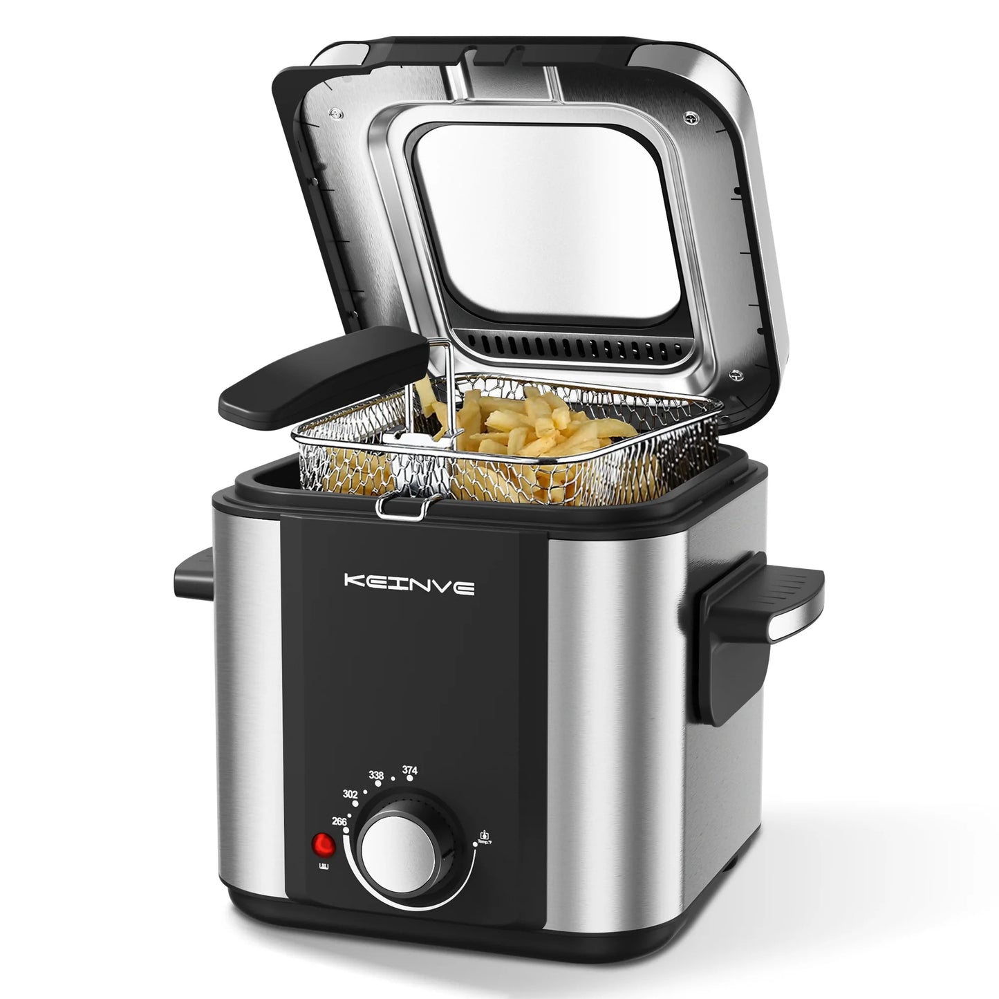 Electric Deep Fryer, 1.5 L/1.6 QT with Basket for Home Use, Cool Touch Sides Easy to Clean, Nonstick Basket