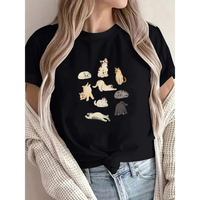Load image into Gallery viewer, Cat Pattern T-Shirt Women's Summer Casual O-Neck Short Sleeve Tops