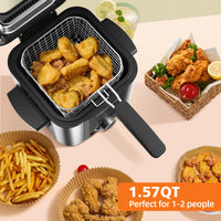 Load image into Gallery viewer, Electric Deep Fryer, 1.5 L/1.6 QT with Basket for Home Use, Cool Touch Sides Easy to Clean, Nonstick Basket