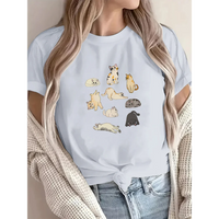 Load image into Gallery viewer, Cat Pattern T-Shirt Women's Summer Casual O-Neck Short Sleeve Tops