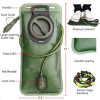 Load image into Gallery viewer, Hydration Water Bladder for Hiking Backpack, Leak Proof Water Reservoir Storage Bag, Military Green, 2 Liter
