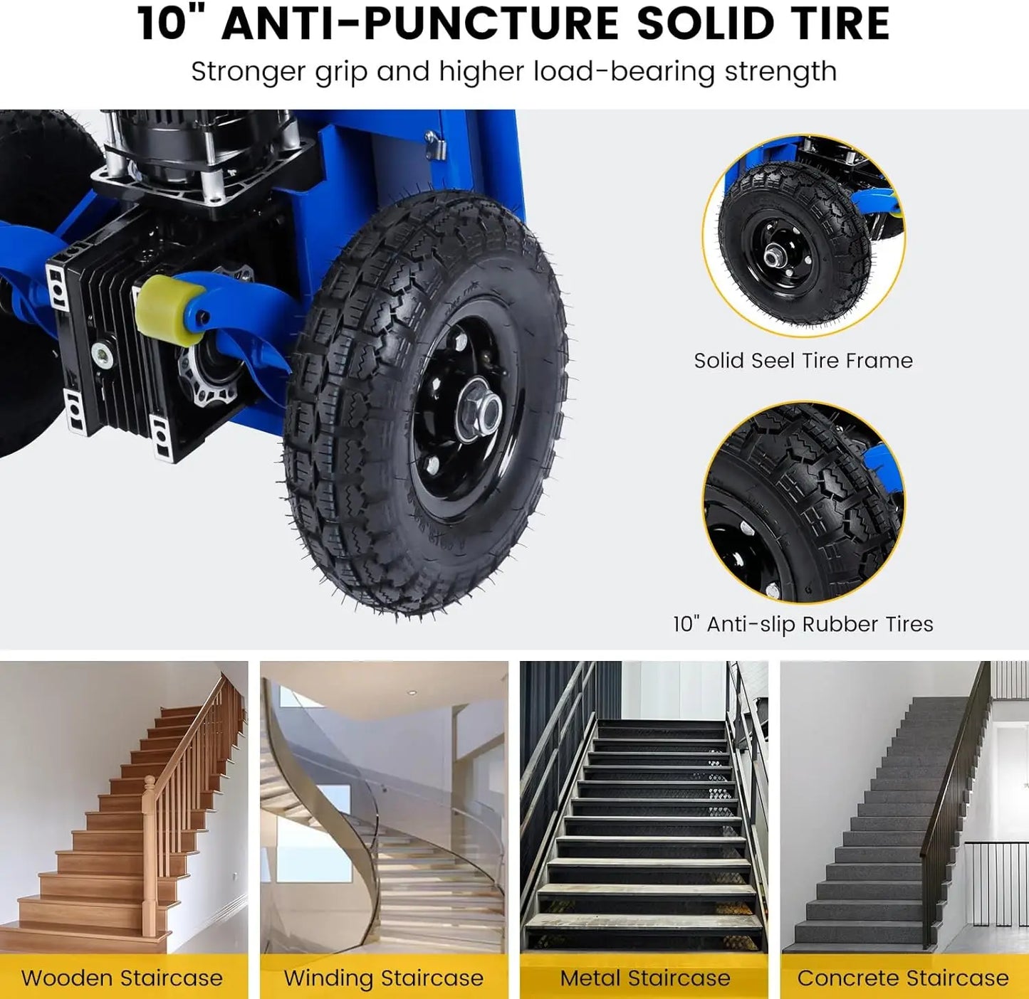 Electric Stair Climbing Dolly, 1200W Powered Stair Climbing Hand Trucks, 880lbs Capacity Folding Electric Dolly for Stairs
