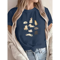 Load image into Gallery viewer, Cat Pattern T-Shirt Women's Summer Casual O-Neck Short Sleeve Tops