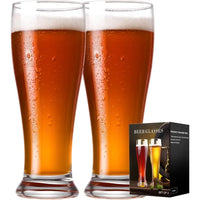 Load image into Gallery viewer, Set of 2 16 oz Pilsner Beer Pint Glasses for Serving Craft Wheat Beer, Classic Design Drinking Glassware, Ideal for Home Bar