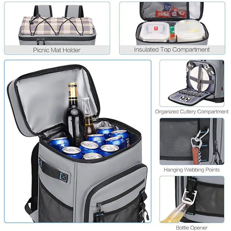 30L Waterproof Insulated Backpack, Keep Food Hot or Cold Lunch Rucksack Thermal Bag