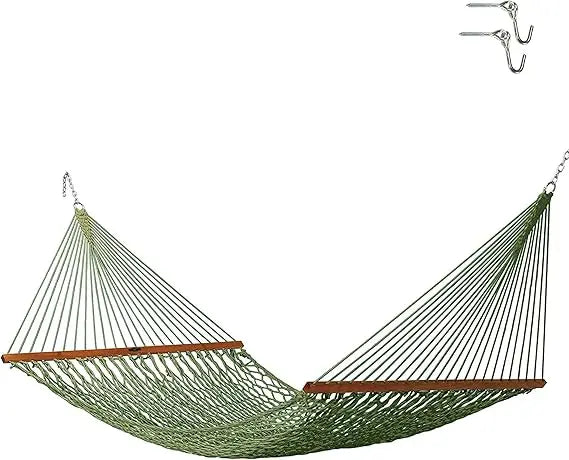 Deluxe Antique Brown DURACORD Rope Hammock with Extension Chains & Tree Hooks, Accommodates 2 People