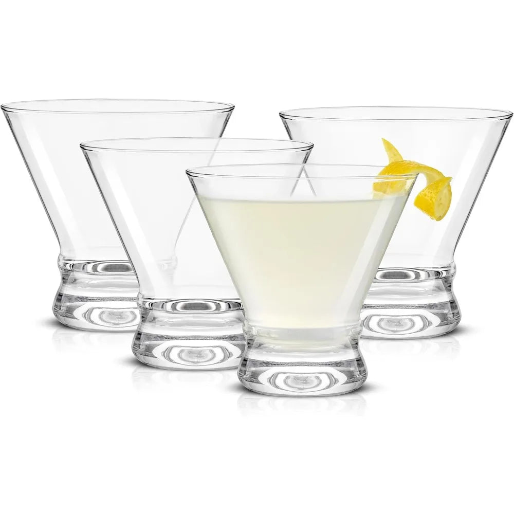 Stemless Martini Glasses, Set of 4, 8.5 oz Glasses for Cocktail and Margarita, Bar Glass Cups, Glass Dessert Cups