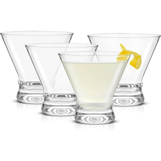 Stemless Martini Glasses, Set of 4, 8.5 oz Glasses for Cocktail and Margarita, Bar Glass Cups, Glass Dessert Cups