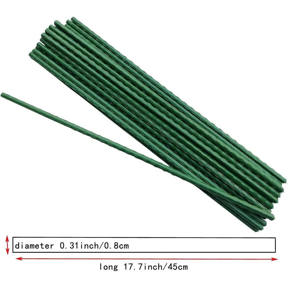 Garden Plant Support Stakes, 45cm, Durable Plastic Coated Steel Stake, Set of 25