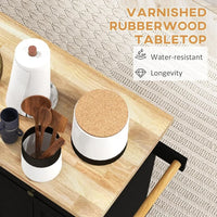 Load image into Gallery viewer, Rolling Kitchen Island with Rubberwood Top, Spice Rack, Towel Rack and Drawers for Dining Room