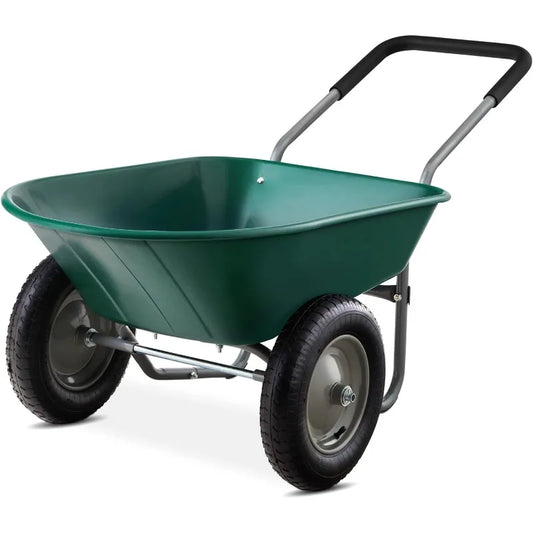 Dual-Wheel Home Utility Wheelbarrow w/Built-in Stand