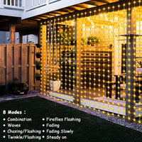 Load image into Gallery viewer, 300 LED's Solar Curtain Light, Outdoor Fairy Garland String Lights, 8 Modes