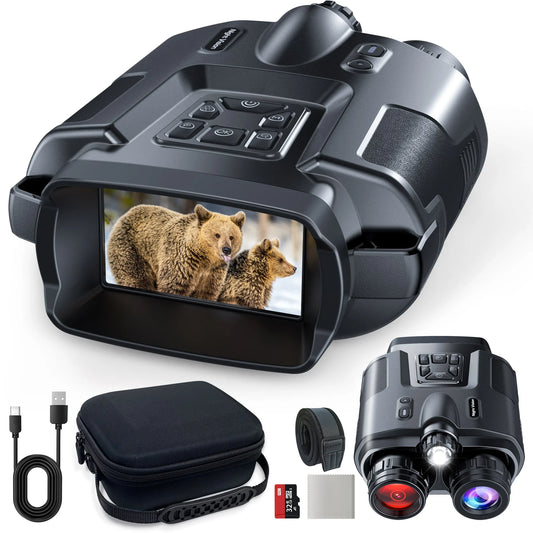 4K Infrared Night Vision Binoculars, 3 inch Screen, 8X Digital Zoom With Tactical Light, 5000mAh Rechargeable