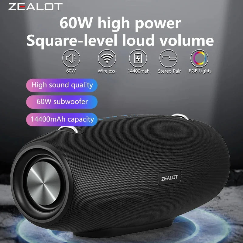 Wireless Speaker With Shoulder Strap, Waterproof, Portable Speaker with Loud Stereo and Booming Bass, 40H Playtime