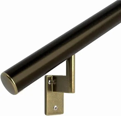 17 ft Flush ADA Compliant Handrail Kit - Complete Indoor/Outdoor Handrail for Stairs - 1.6" Round Anodized Aluminum Rail