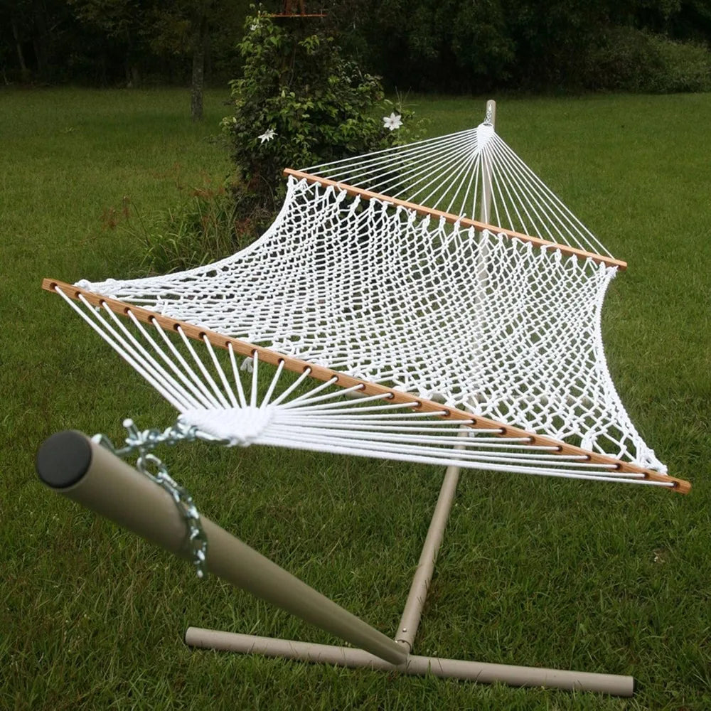 Deluxe Antique Brown DURACORD Rope Hammock with Extension Chains & Tree Hooks, Accommodates 2 People