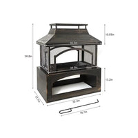 Load image into Gallery viewer, Rectangular Outdoor Wood Burning Fireplace with Built-in Log Storage and Poker - Brushed Bronze