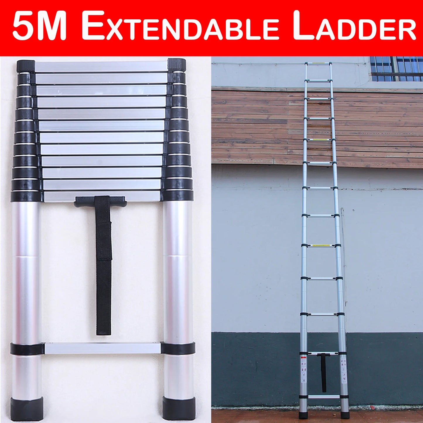 Telescopic Heavy Duty Extendable Multi-Purpose Folding Aluminium Ladder