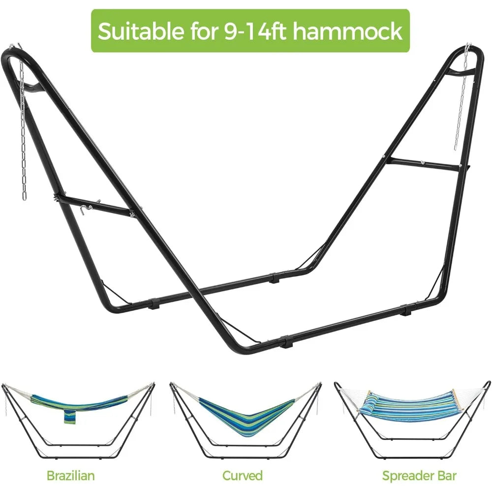 Universal Hammock Stand, Heavy-Duty, Double-Pipe Steel Hammock Stand for 9-14.5 Ft Hammocks, 475 Lb Capacity