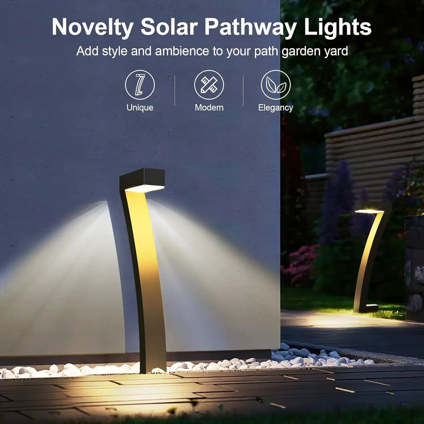 6 Pack Bright Solar Lights, 12 Hr Solar Garden Lights, Auto On/Off for Outside Landscape Path, Yard, Walkway