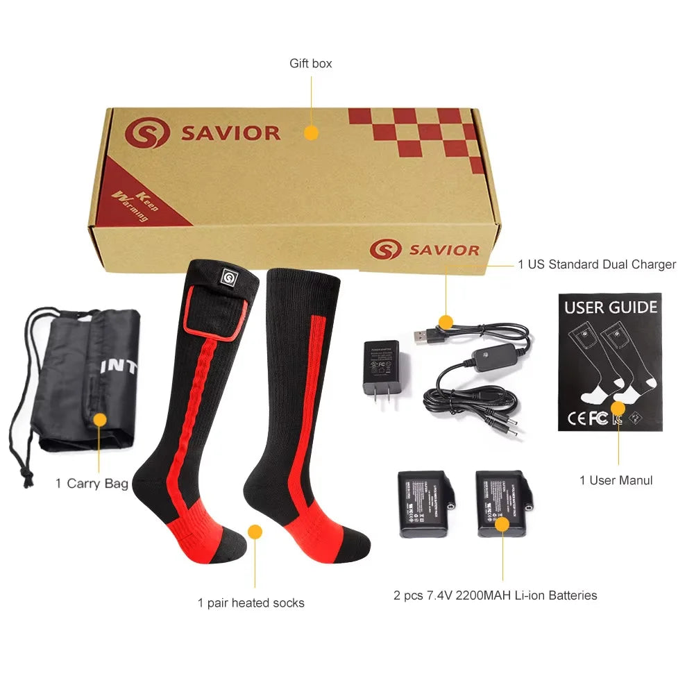 Heated Socks for Men and Women, Winter Rechargeable, Thermal Heated Foot Warmer, Camping, Hiking, Ski Sports, Snowmobile