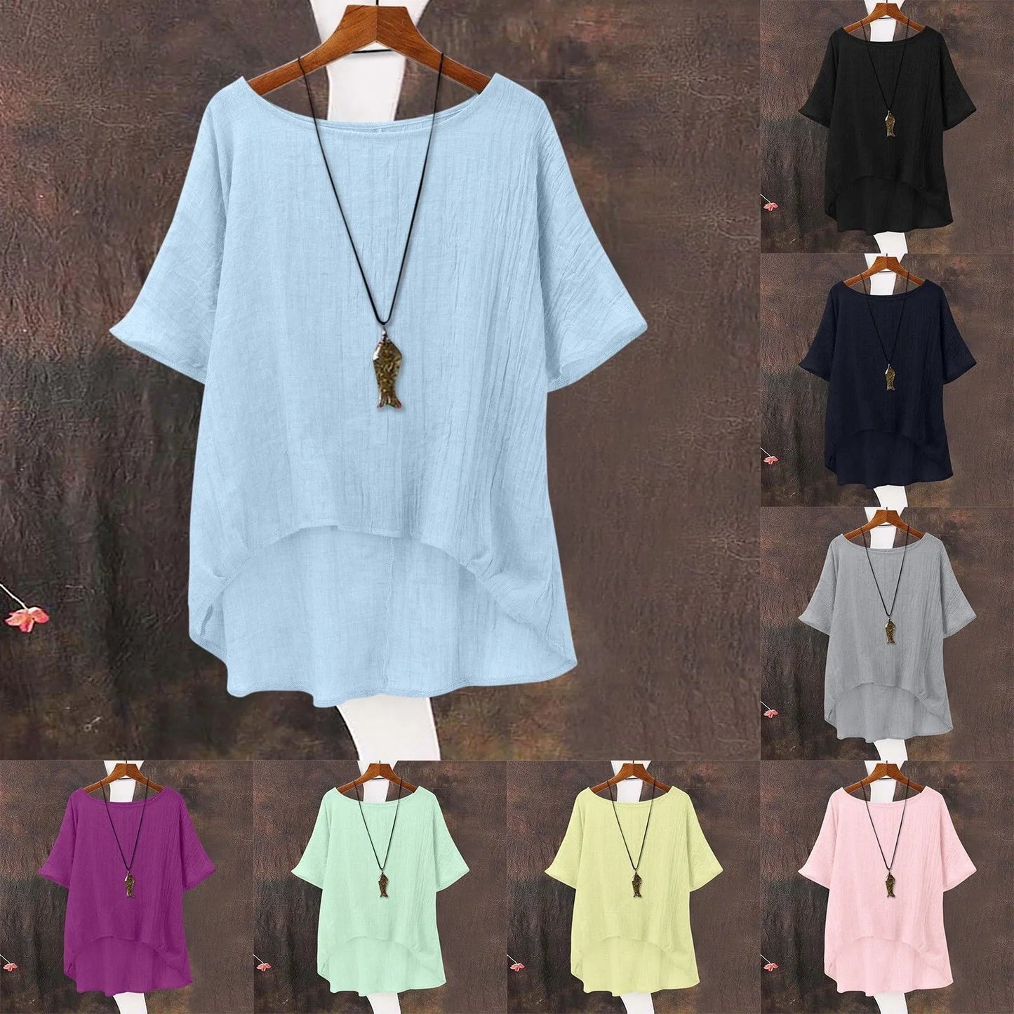 Ladies Summer Cool, Casual, Loose, Linen Top