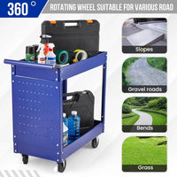 Load image into Gallery viewer, 2 Tier Heavy Duty Metal Rolling Tool Cart, 330 Lbs Capacity