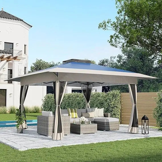13’x13’ Pop Up Gazebo, Outdoor Canopy Tent Shade with Metal Frame, Mosquito Netting for Patio, Garden, Lawn, Backyard