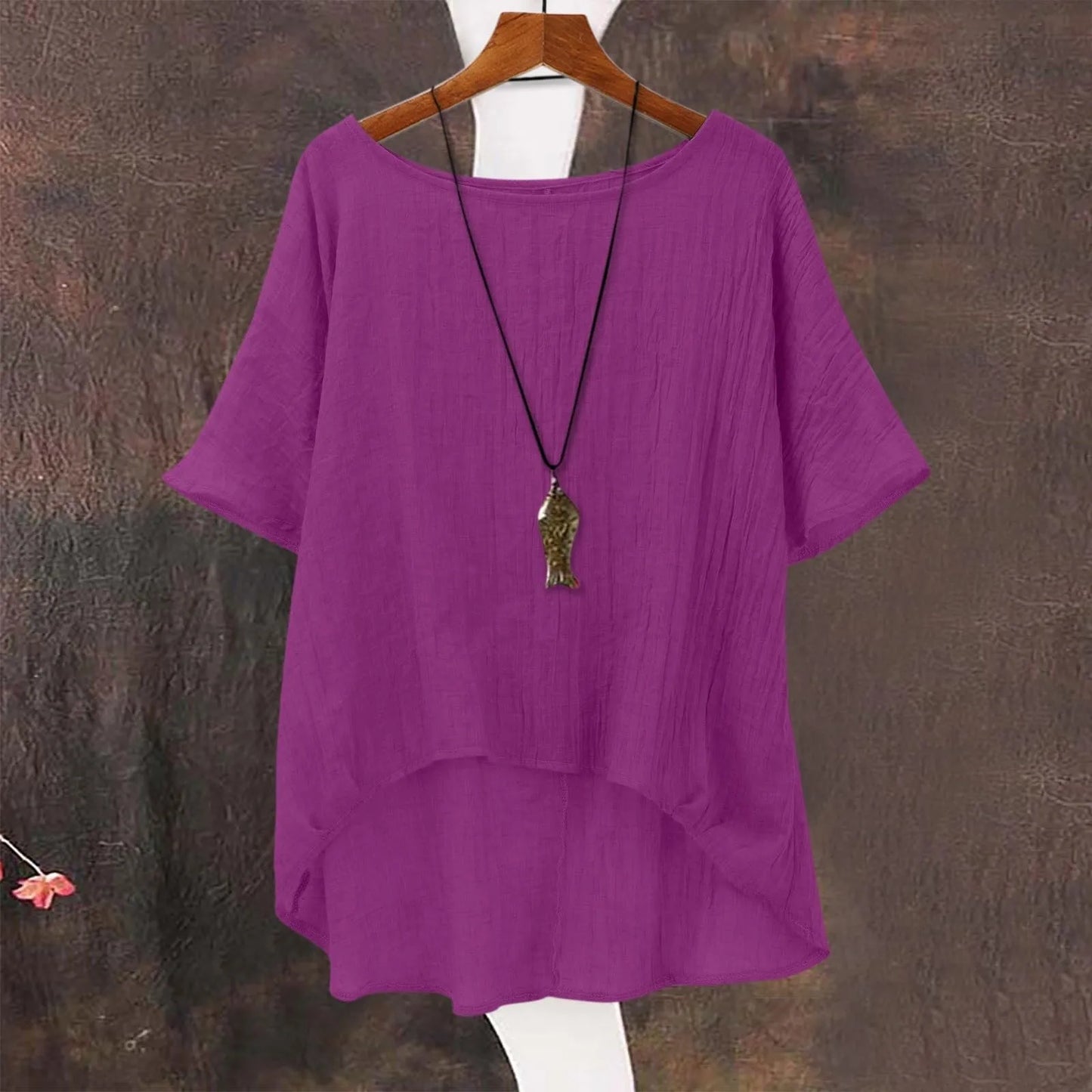 Ladies Summer Cool, Casual, Loose, Linen Top