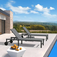 Load image into Gallery viewer, Chaise Lounge Chairs Set, Adjustable Recliner Chair with Wheels and Table