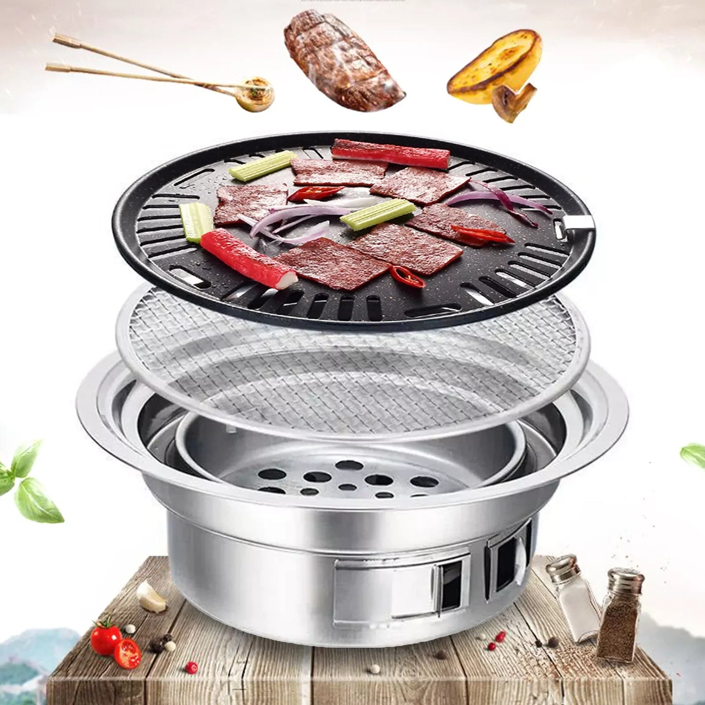 Japanese / Korean Style Stainless Hibachi BBQ Picnic Table Grill