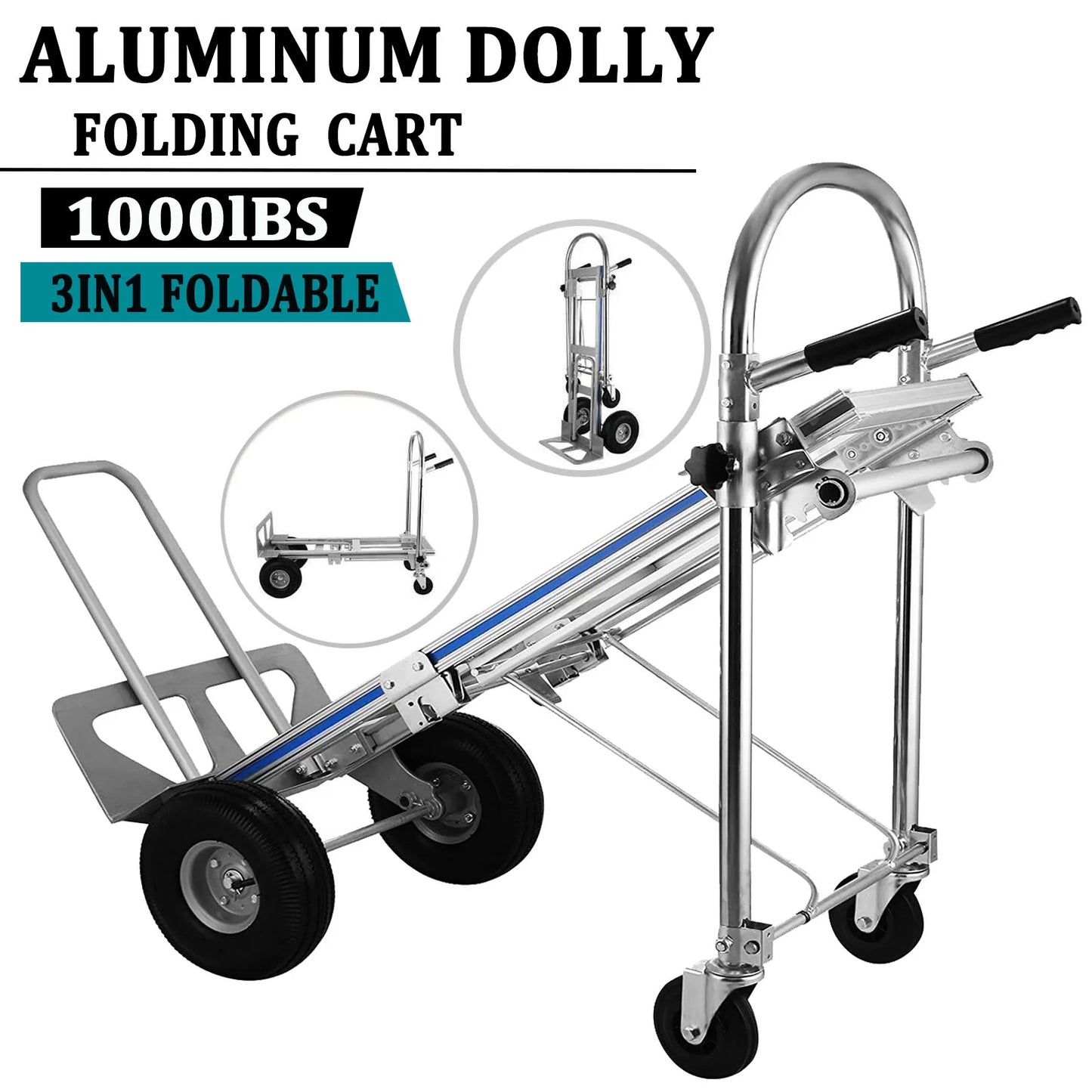 Folding Hand Truck Utility Cart with Wheels, 3 in 1 Stair Climber