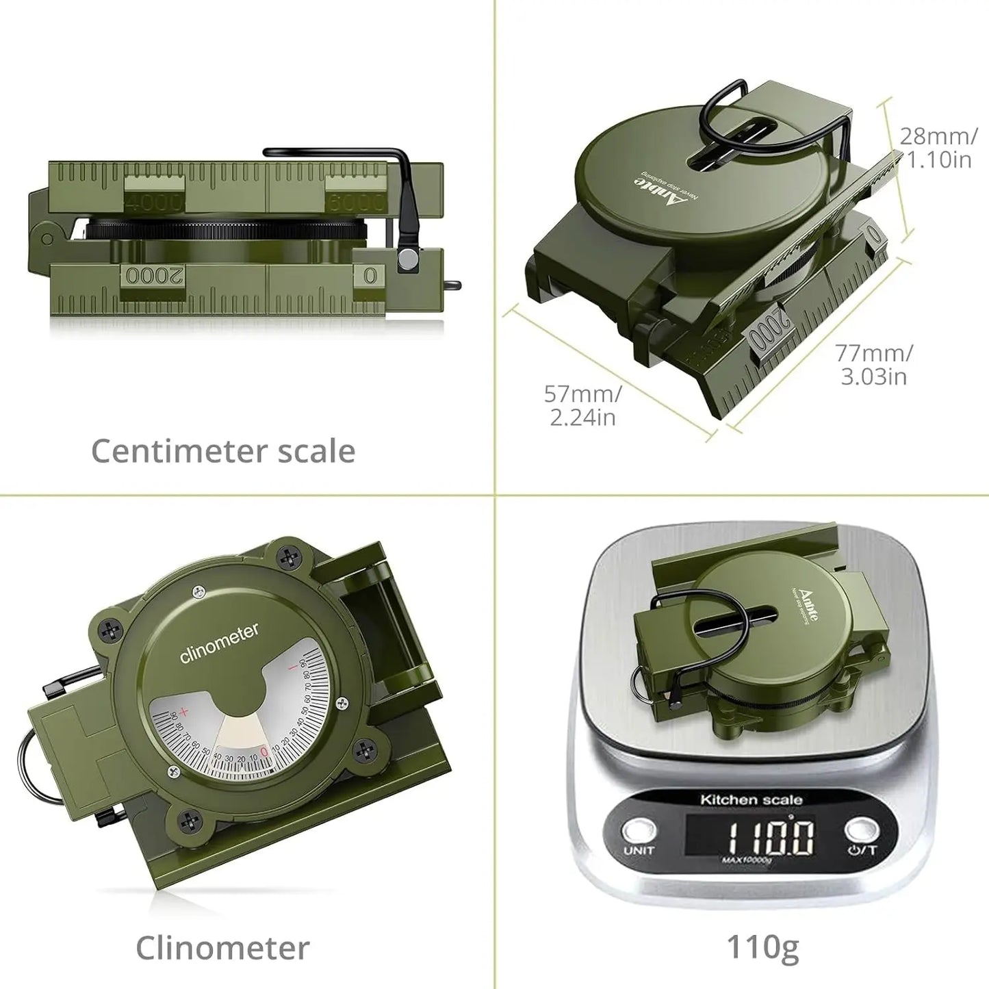 Professional Military Compass, 3000 Gauss, Waterproof with Carry Bag for Navigation, Hiking, Camping, Hunting.