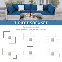 Load image into Gallery viewer, Outdoor Patio Furniture, 7 Piece Sectional Sofa, PE Rattan &amp; Wicker with Thick Cushions