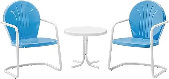 3-Piece Retro Metal Bistro Patio Outdoor Chair and Side Table Set