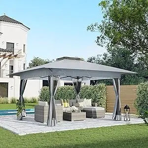13’x13’ Pop Up Gazebo, Outdoor Canopy Tent Shade with Metal Frame, Mosquito Netting for Patio, Garden, Lawn, Backyard