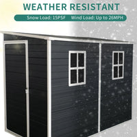 Load image into Gallery viewer, 8 x 4ft Outdoor Resin Garden Shed with Floor and 2 Windows, with Lockable Door