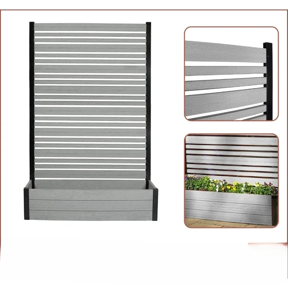 6ft H x 3.8ft W x1ft L Freestanding Patio Privacy Screen w/Planter Box