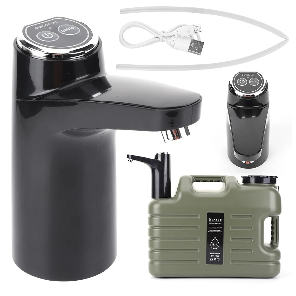 Wireless Water Pumping Device, USB Rechargeable Mini Water Pump, One Key Switch, Auto Water Pump for Camping