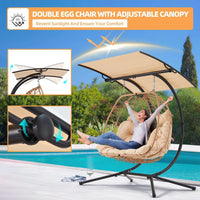 Load image into Gallery viewer, Oversized Cushioned Double Egg Swing Chair /  Hammock  with Adjustable Canopy