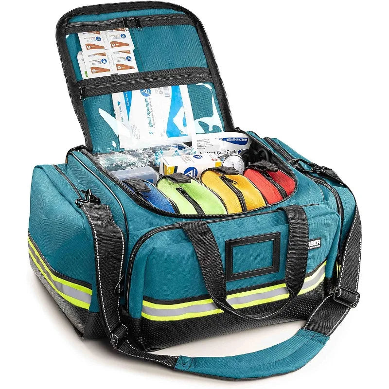 Fully-Stocked First Responder Professional Trauma Kit, HSA and FSA Approved, Reflective Bag