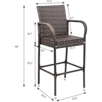 Load image into Gallery viewer, Wicker Patio Bar Stools with Footrest and Armrest